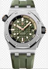 AUDEMARS PIGUET ROYAL OAK OFFSHORE DIVER 15710ST.OO.A052CA.01 KHAKI INDEX STAINLESS STEEL RUBBER CLONE