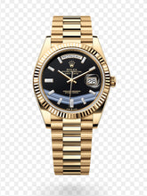 DAY-DATE BLACK DIAL DIAMOND MARKERS FLUTED BEZEL GOLD