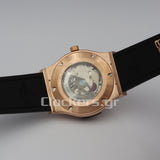 HUBLOT CLASSIC FUSION KING WATCH - 42 MM - BLACK DIAL - RUBBER AND LEATHER STRAP