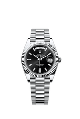 DAY-DATE II 40MM BEZEL DARK RODHIUM DIAL LINE MOTIF STICK MARKERS