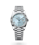 DAY-DATE II 40MM PLATINUM BLUE DIAL ROMAN MARKERS