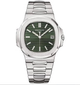 PATEK PHILIPPE NAUTILUS SILVER BRACELET GREEN DIAL