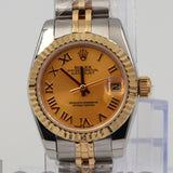 DATEJUST 28MM STAINLESS STEEL AND GOLD MIDSIZE WATCH ROMAN