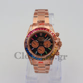 DAYT0NA COSM0GRAPH BLACK DIAL ROSE GOLD RAINBOW 40MM