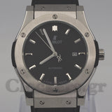 HUBLOT CLASSIC FUSION KING  WATCH - 42 MM - BLACK DIAL - SS BLACK RUBBER AND LEATHER STRAP