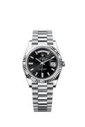 DAY-DATE II 40MM  BEZEL DARK RODHIUM DIAL LINE MOTIF STICK MARKERS