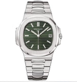 PATEK PHILIPPE NAUTILUS SILVER BRACELET GREEN DIAL