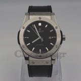 HUBLOT CLASSIC FUSION KING  WATCH - 42 MM - BLACK DIAL - SS BLACK RUBBER AND LEATHER STRAP