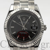 DAY-DATE II 40MM  BEZEL DARK RODHIUM DIAL LINE MOTIF STICK MARKERS
